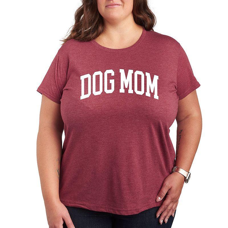 Womens Dog Mom Collegiate Graphic Tee, Girls Grey Red Product Image