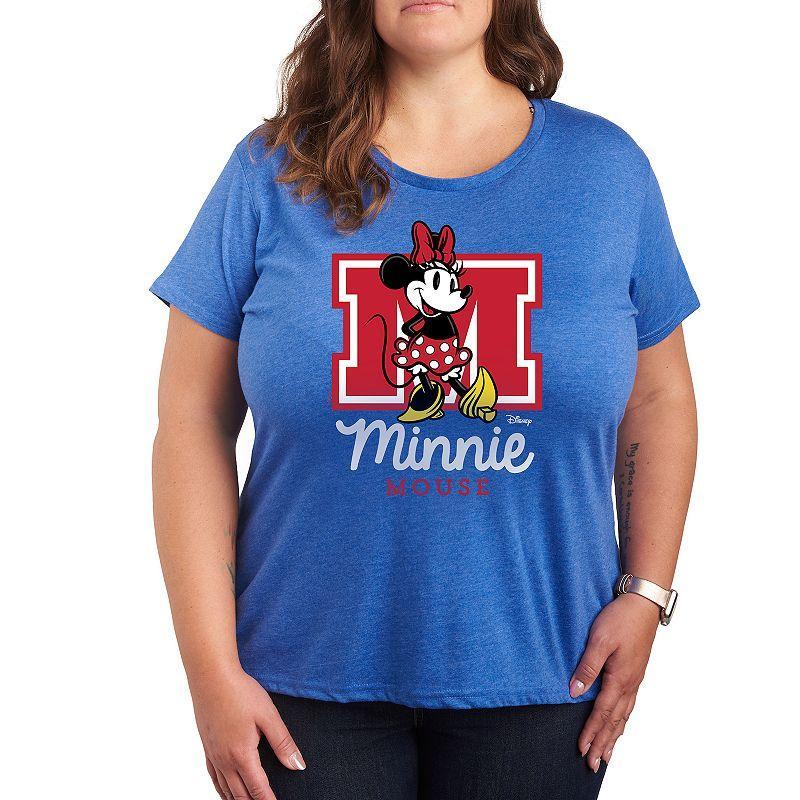 Disneys Minnie Mouse Plus Collegiate Graphic Tee, Womens Med Grey Product Image