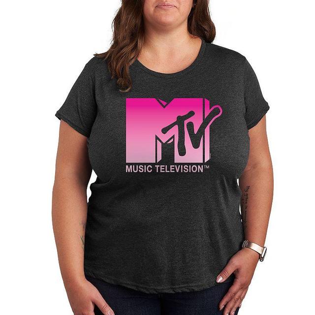 Plus MTV Pink Ombre Graphic Tee, Womens Product Image