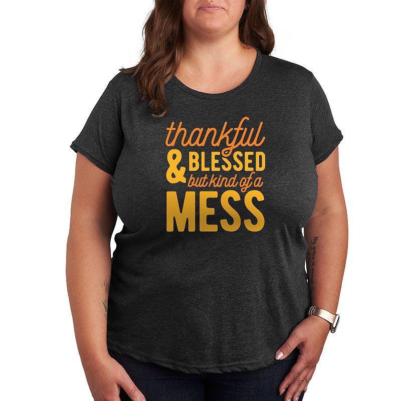 Plus Size Thankful And Blessed Graphic Tee, Girls Product Image