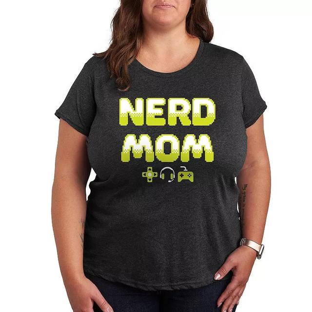 Plus Nerd Mom Graphic Tee, Womens Heather Grey Product Image