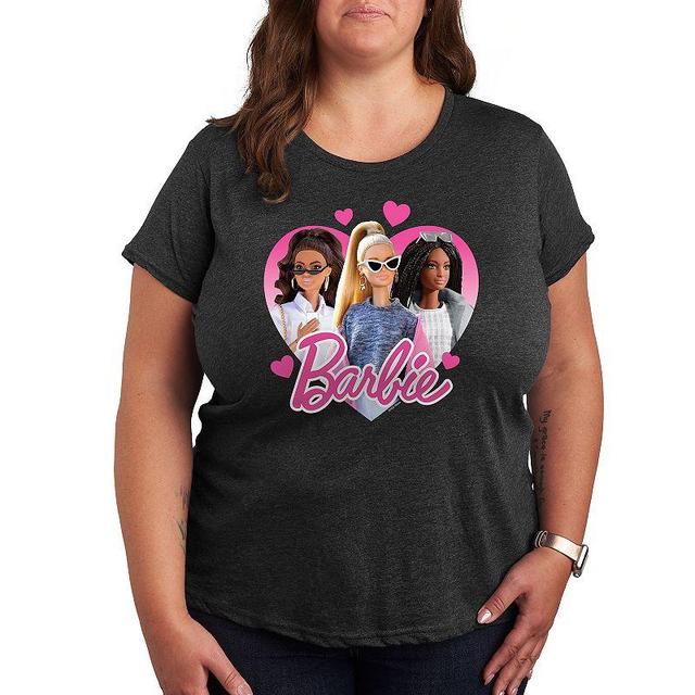 Plus Size Barbie Group Heart Graphic Tee, Womens Product Image