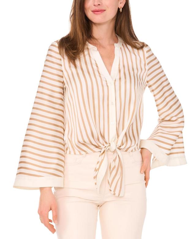 Vince Camuto Womens Striped Tie-Front Top Product Image