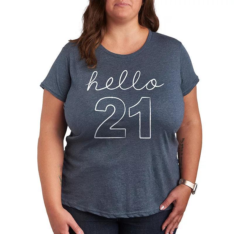 Instant Message Womens Womens Tee Shirts HEATHER - Heather Blue Hello 21 Graphic Tee - Women & Plus Product Image