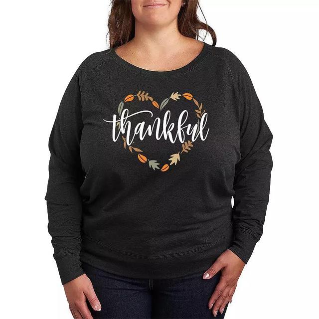 Womens Thankful Leaf Heart Lightweight French Terry Sweatshirt Heather Grey Product Image