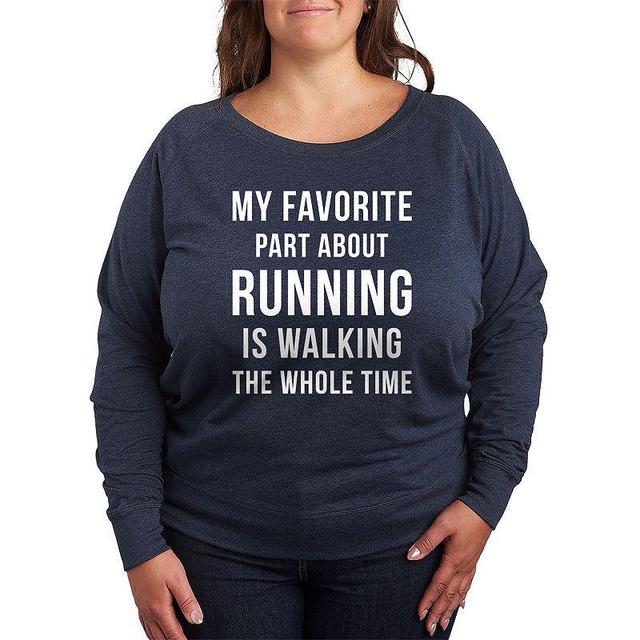 Plus Size Favorite Part About Running Lightweight French Terry Sweatshirt, Womens Grey Indigo Product Image