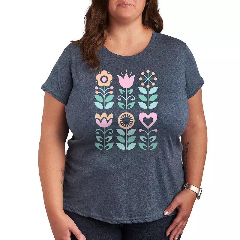 Plus Scandinavian Flowers Graphic Tee, Womens Product Image