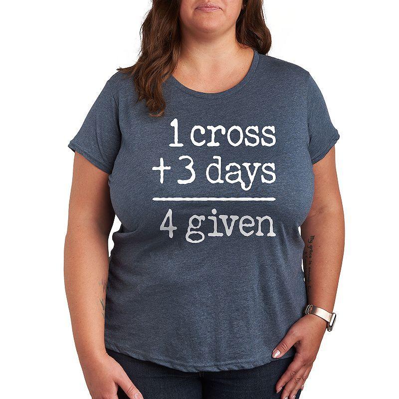 Plus Size One Cross Three Days Graphic Tee, Womens Grey Royal Blue Product Image