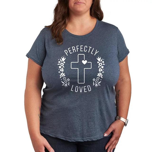 Plus Perfectly Loved Graphic Tee, Womens Grey Blue Product Image