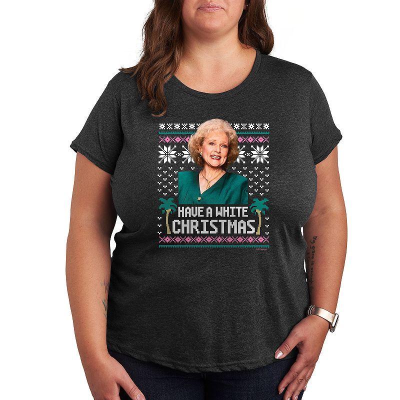 Plus Golden Girls White Christmas Graphic Tee, Womens Heather Grey Product Image