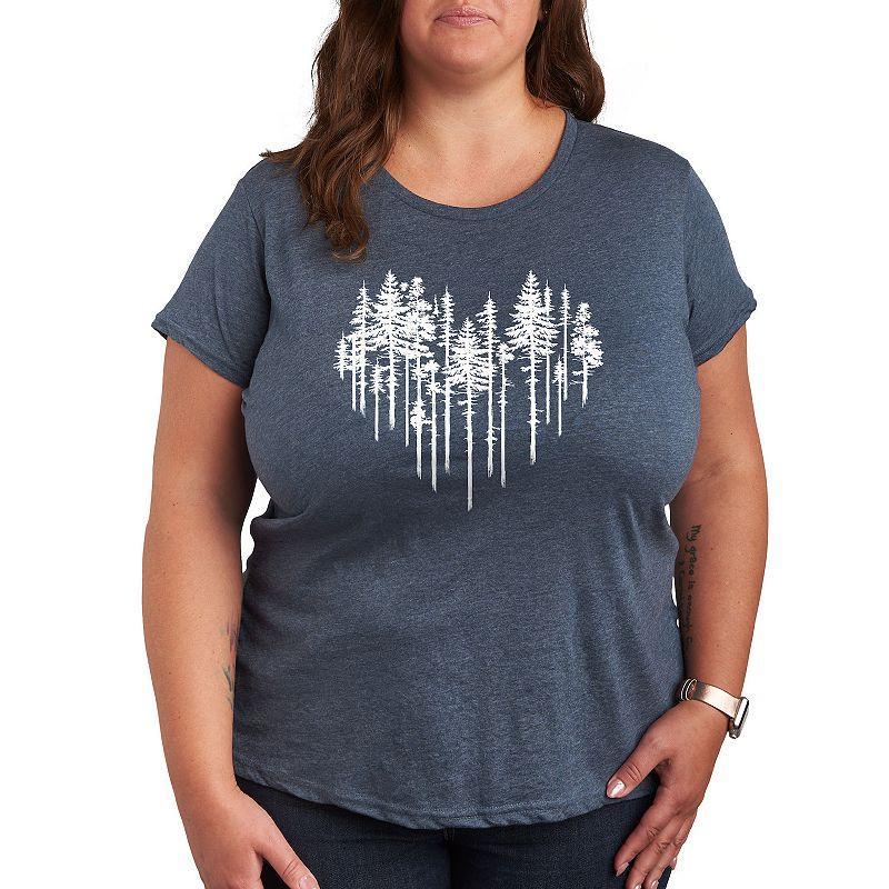 Plus Heart Trees Graphic Tee, Womens Med Blue Product Image