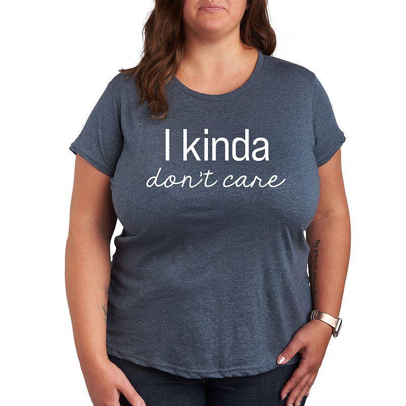 Plus I Kinda Dont Care Graphic Tee, Womens Grey Wine Product Image