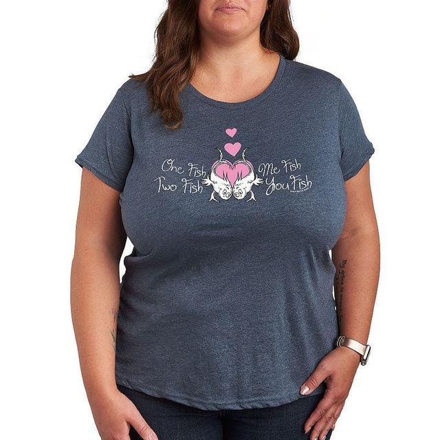 Plus Dandelion Heart Group Graphic Tee, Womens Heather Grey Product Image