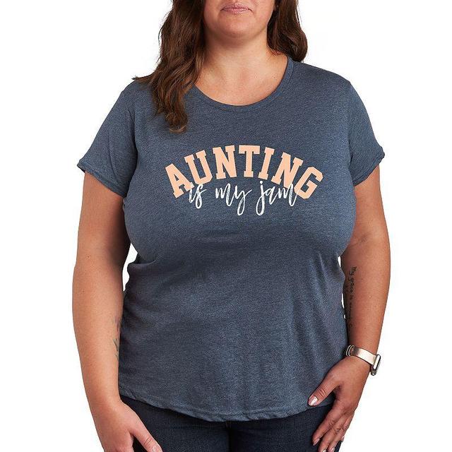 Plus Aunting Is My Jam Graphic Tee, Womens Grey Blue Product Image