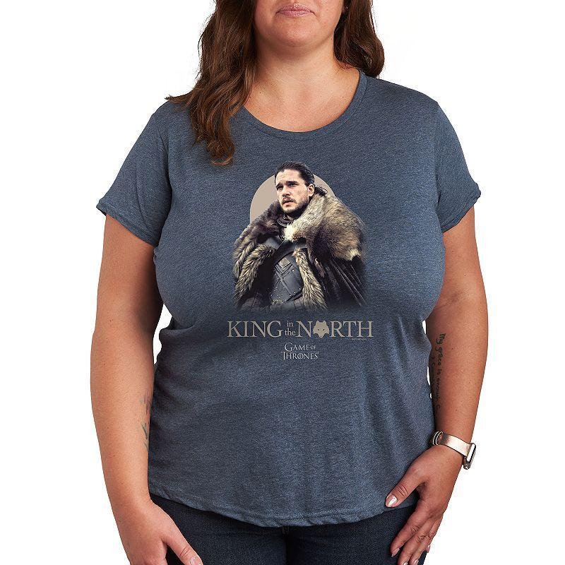 Plus Game of Thrones King In The North Graphic Tee, Womens Grey Blue Product Image