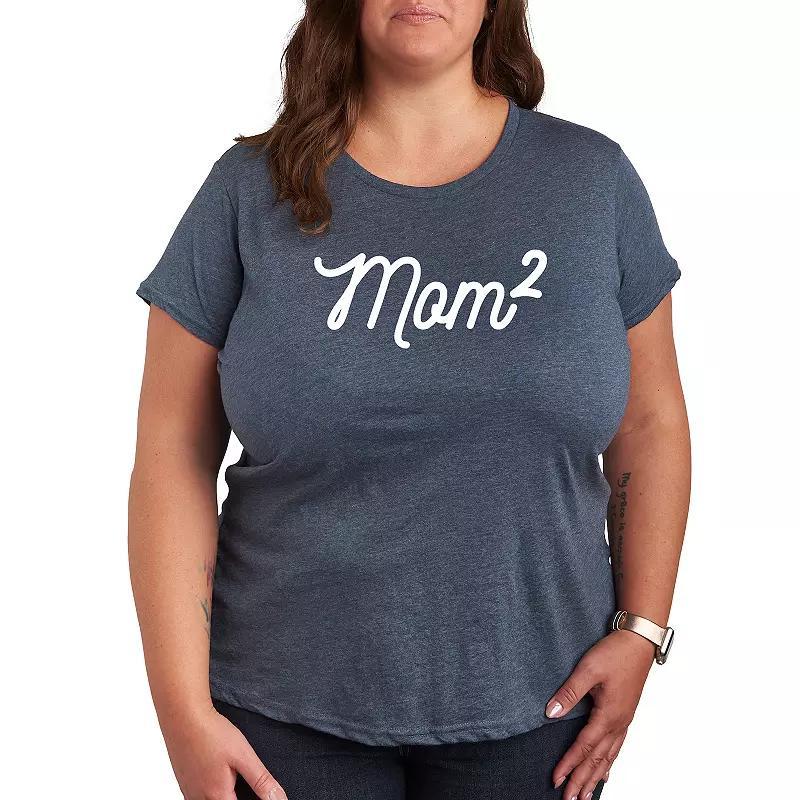 Plus Mom To The 2nd Power Graphic Tee, Womens Grey Dark Red Product Image