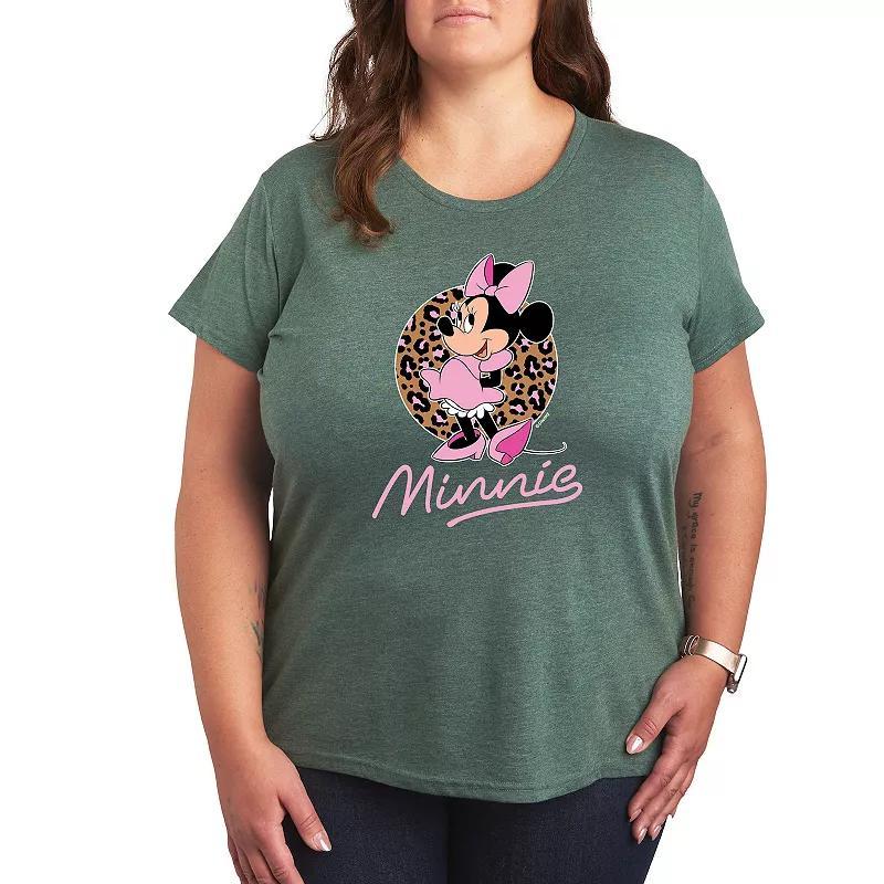 Disneys Minnie Mouse Plus Size Leopard Graphic Tee, Womens Product Image