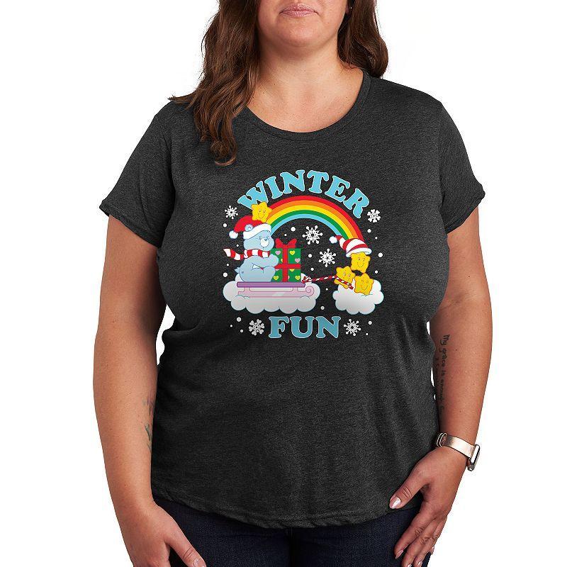 Plus Care Bears Winter Fun Graphic Tee, Girls Grey Blue Product Image