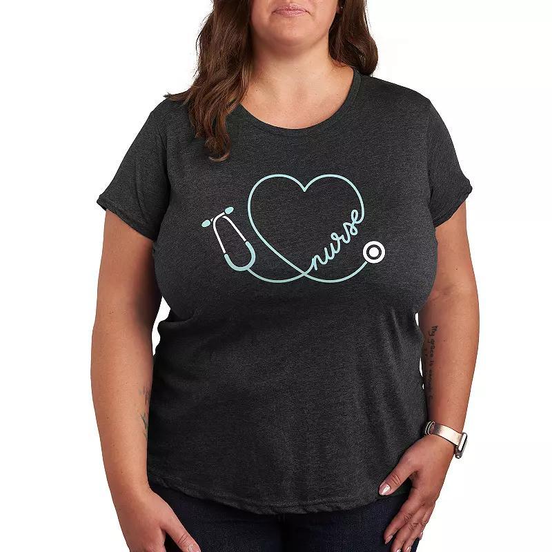 Plus Nurse Heart Stethoscope Graphic Tee, Womens Product Image