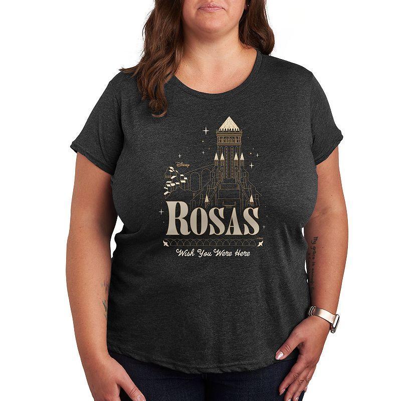 Disneys Wish Plus Rosas Graphic Tee, Girls Heather Grey Product Image