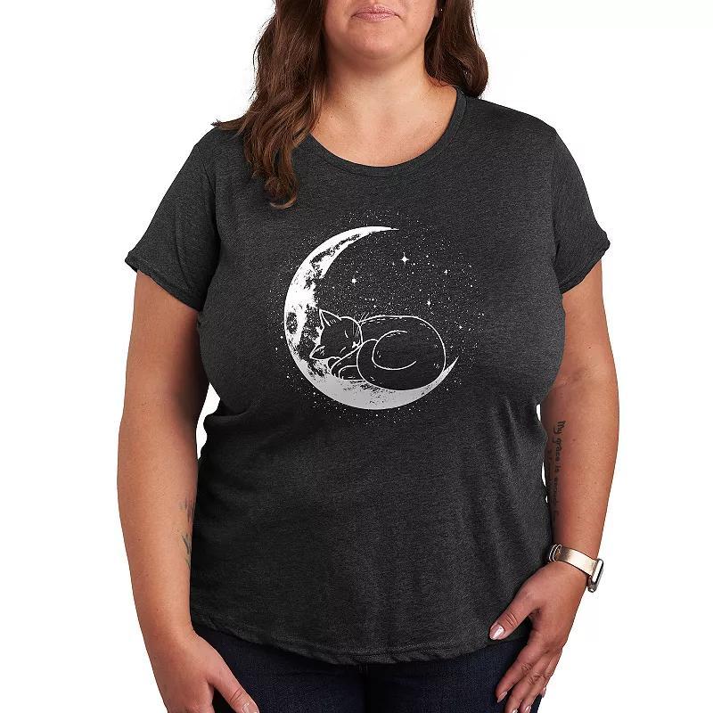 Plus Cat Nap Moon Graphic Tee, Womens Product Image