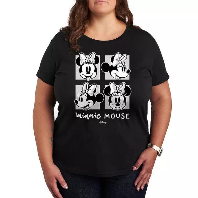 Disneys Minnie Mouse Plus Grid Graphic Tee, Womens Heather Grey Product Image