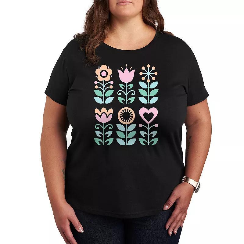 Plus Scandinavian Flowers Graphic Tee, Womens Product Image