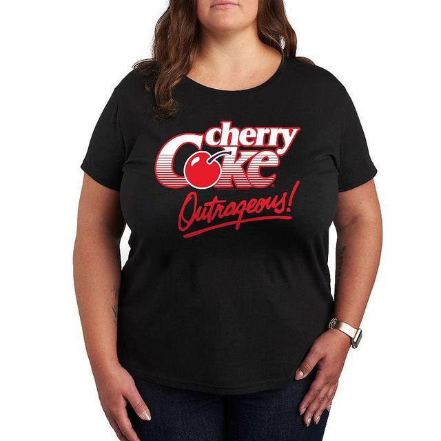 Plus Cherry Coke Outrageous Graphic Tee, Womens Black Product Image