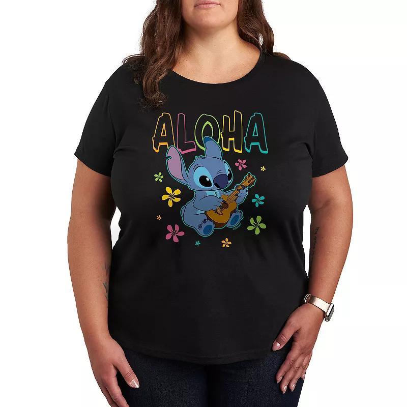 Disneys Lilo & Stitch Plus Aloha Graphic Tee, Womens Product Image