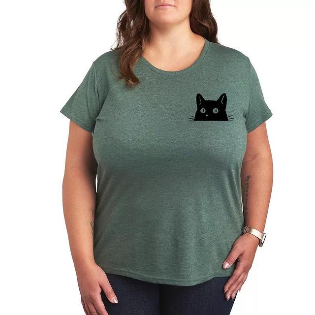 Plus Black Pawprint Graphic Tee, Womens Grey Green Product Image