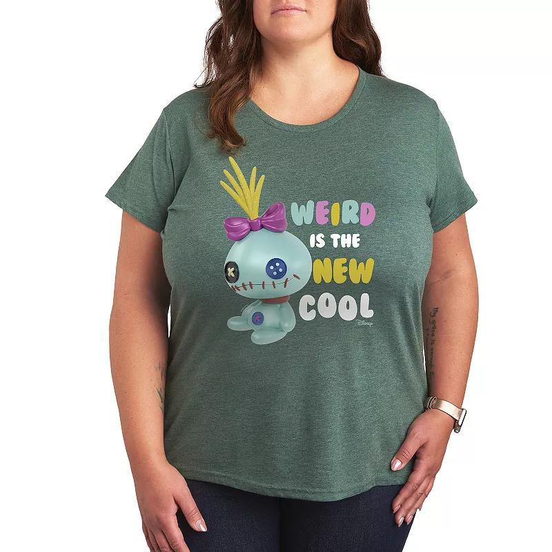 Disneys Lilo & Stitch Plus Weird Cool Graphic Tee, Womens Grey Green Product Image