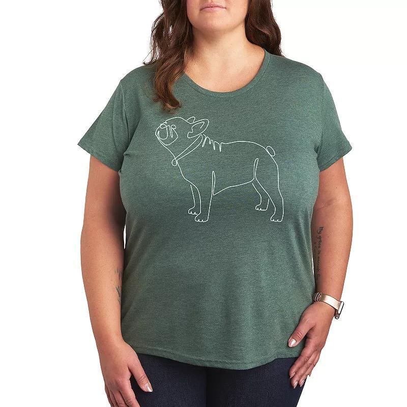 Plus White Line Horse Doodle Graphic Tee, Womens Grey Green Product Image