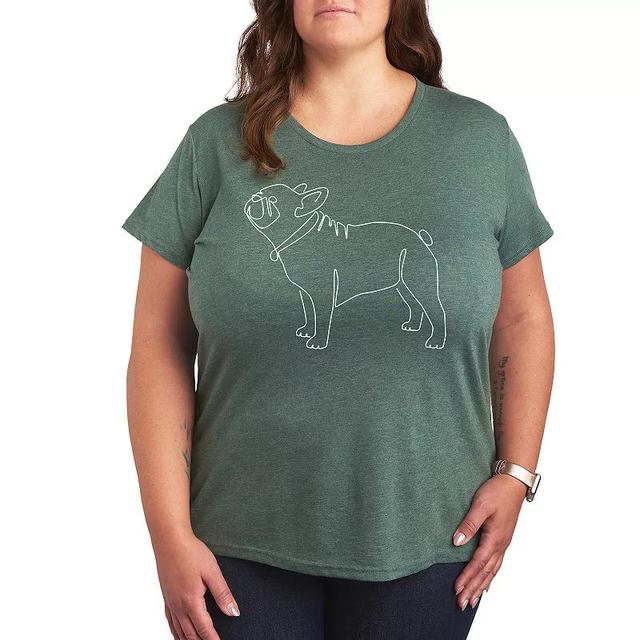 Plus White Line Horse Doodle Graphic Tee, Womens Grey Green Product Image