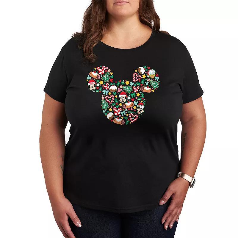 Disneys Mickey Mouse Plus Christmas Silhouette Graphic Tee, Womens Product Image