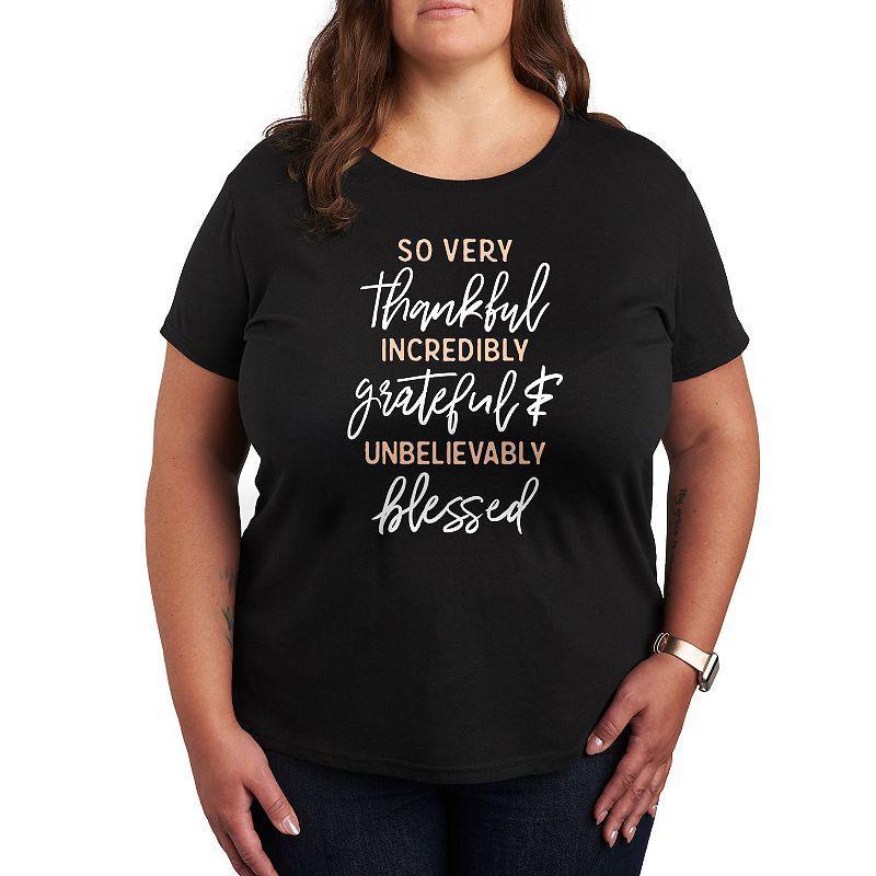 Plus Size So Very Thankful Graphic Tee, Womens Green Product Image