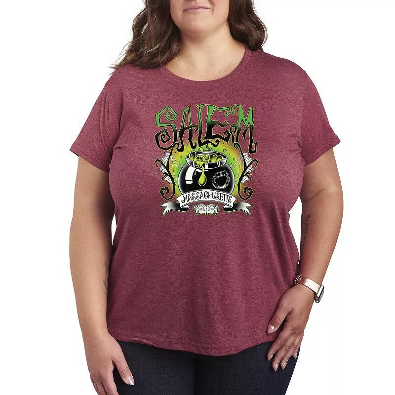 Plus Size Salem Witchy Collegiate Graphic Tee, Womens Grey Gray Product Image