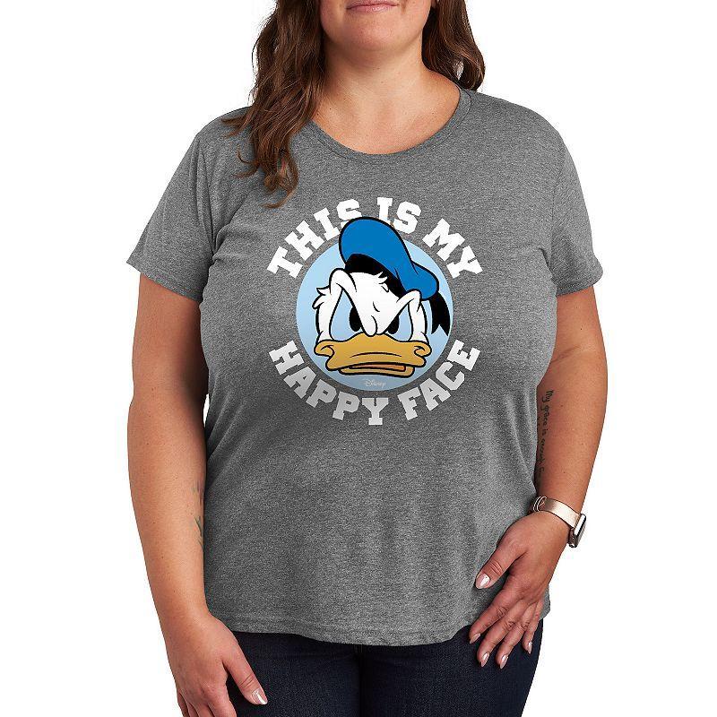 Disneys Donald Duck Plus This Is My Happy Face Graphic Tee, Womens Grey Gray Product Image