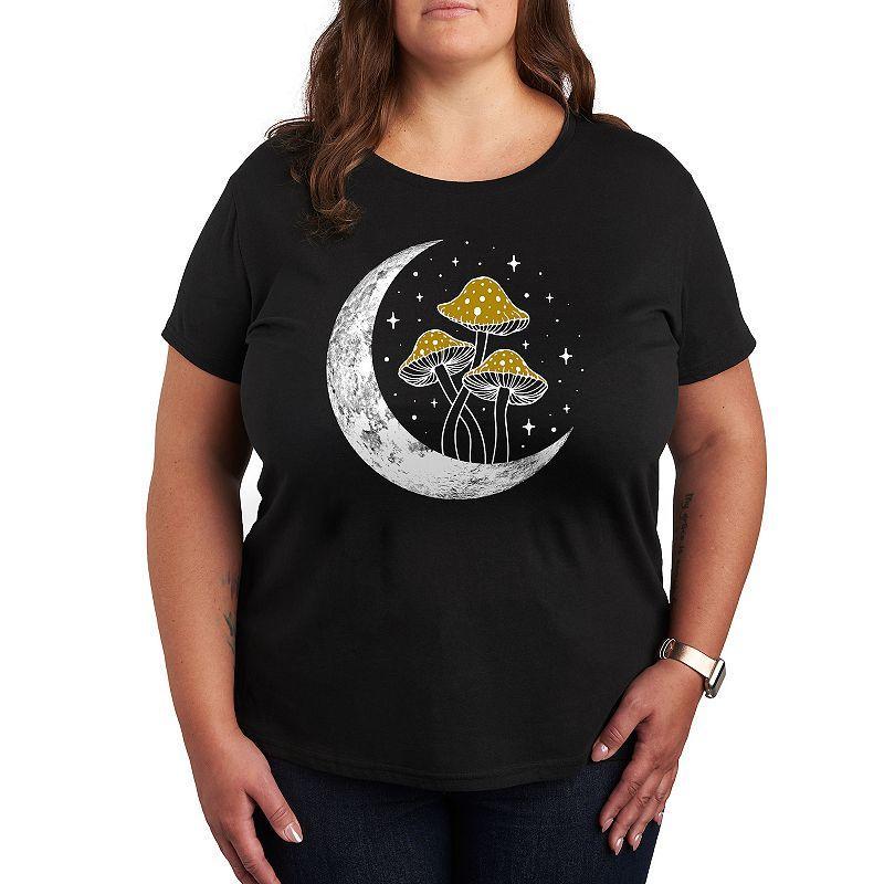 Plus Crescent Moon With Mushrooms Graphic Tee, Womens Product Image