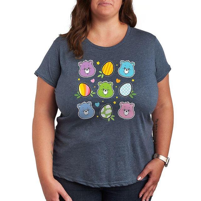 Plus Care Bears Easter Grid Graphic Tee, Womens Grey Royal Blue Product Image