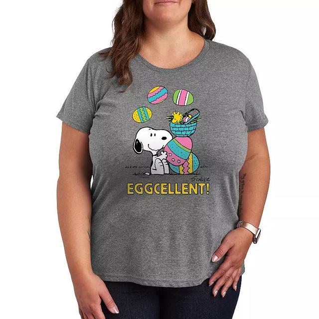 Plus Peanuts Snoopy & Woodstock Eggcellent Graphic Tee, Womens Product Image