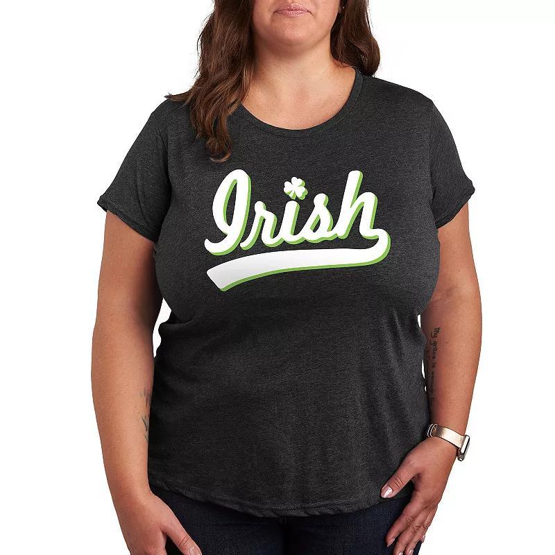 Plus Irish Script Graphic Tee, Womens Heather Grey product image