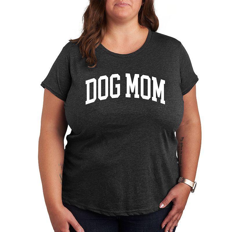 Plus Dog Mom Collegiate Graphic Tee, Womens Grey Green Product Image