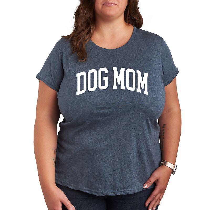 Plus Dog Mom Collegiate Graphic Tee, Womens Grey Green Product Image