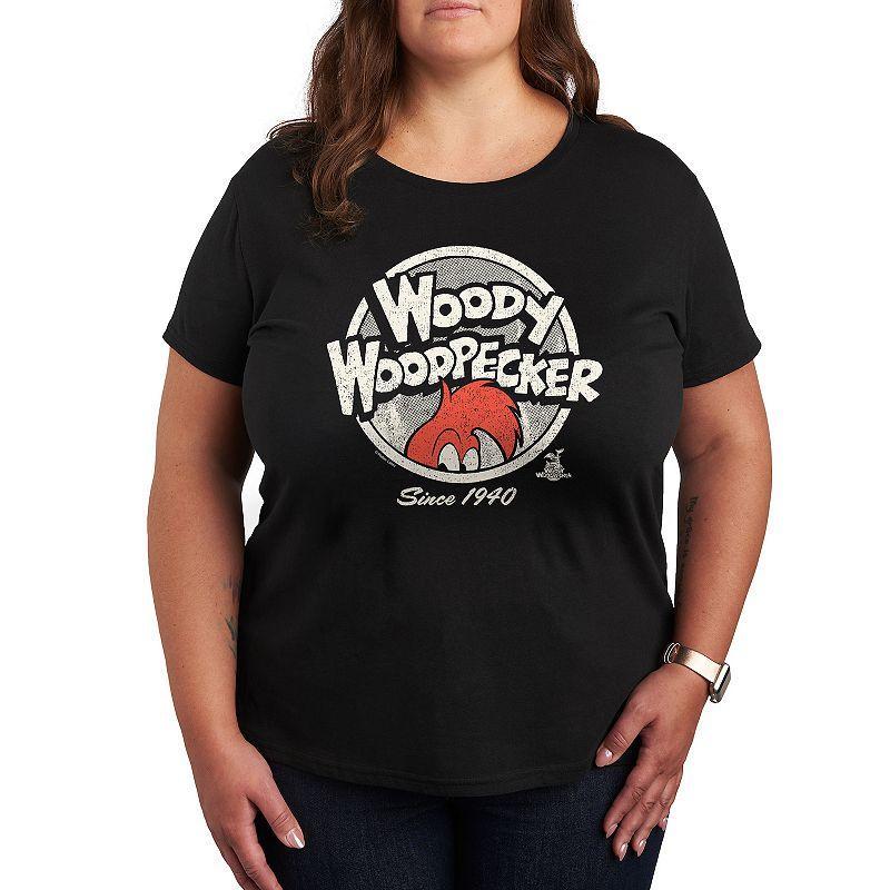 Plus Woody Woodpecker Logo Circle Graphic Tee, Womens Product Image