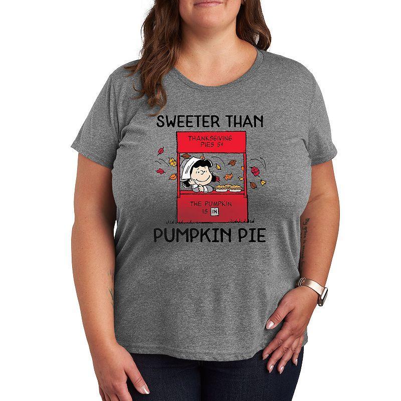 Womens Peanuts Lucy Pumpkin Pie Graphic Tee, Girls Grey Gray Product Image