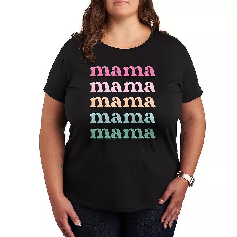 Plus Colorful Stacked Mama Graphic Tee, Womens Heather Grey Product Image