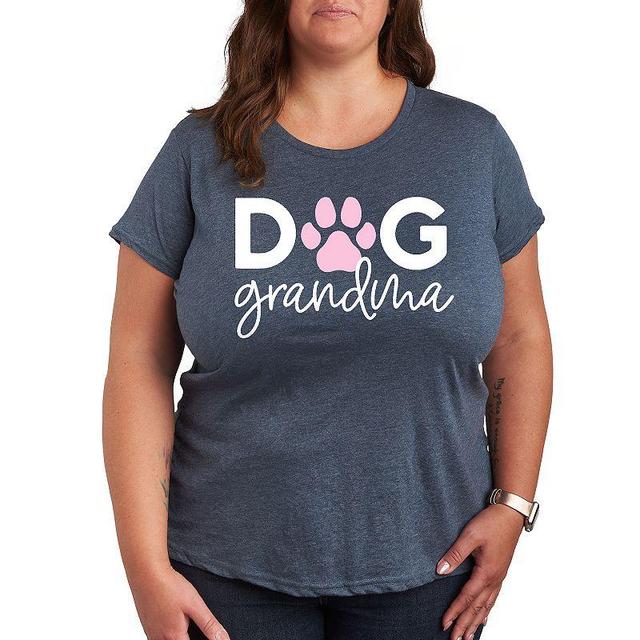 Plus Dog Grandma Graphic Tee, Womens Grey Blue Product Image