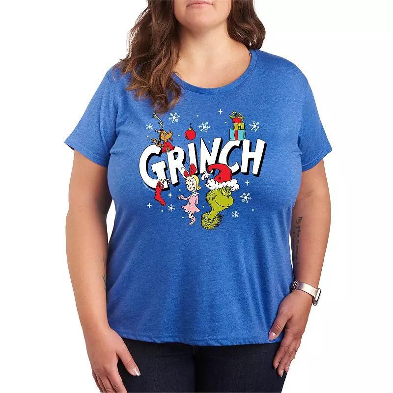 Plus Size Dr. Seuss Grinch Group Graphic Tee, Womens Grey Royal Blue Product Image