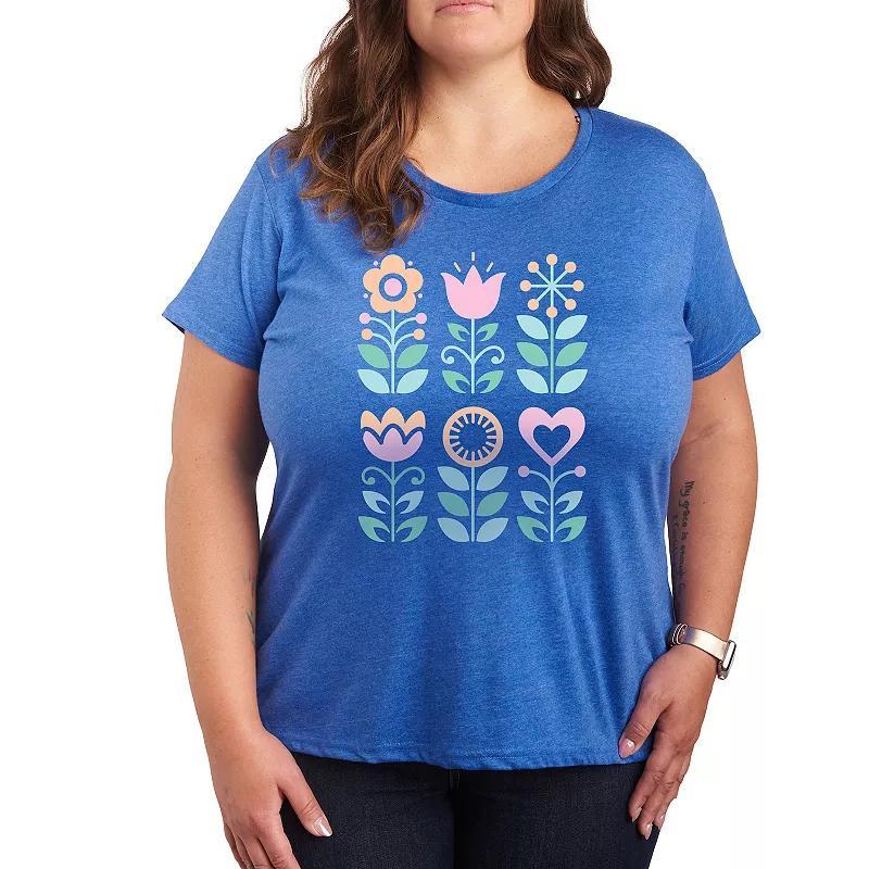 Plus Scandinavian Flowers Graphic Tee, Womens Product Image