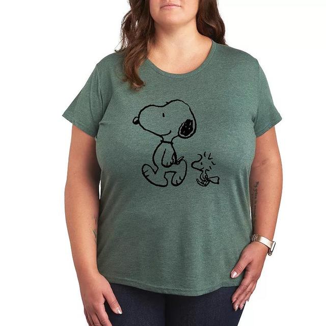 Plus Peanuts Snoopy Woodstock Walk Graphic Tee, Womens Product Image